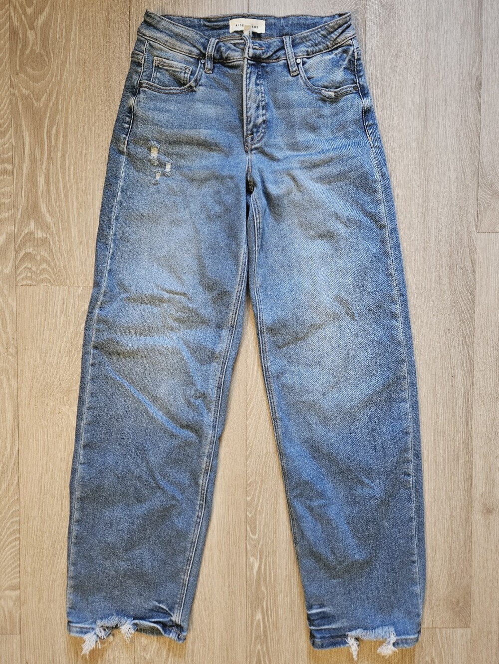 Risen Wide Leg Lightly Destructed Jeans